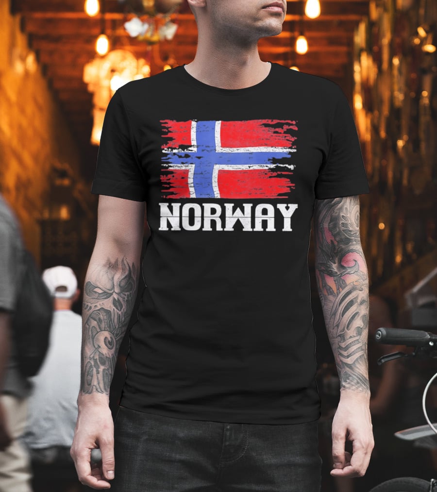 Norway Distressed Nordic Heritage Grunge Aesthetic Flag T-Shirt