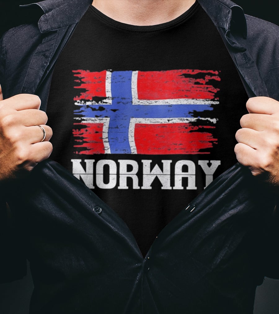 Norway Distressed Nordic Heritage Grunge Aesthetic Flag T-Shirt