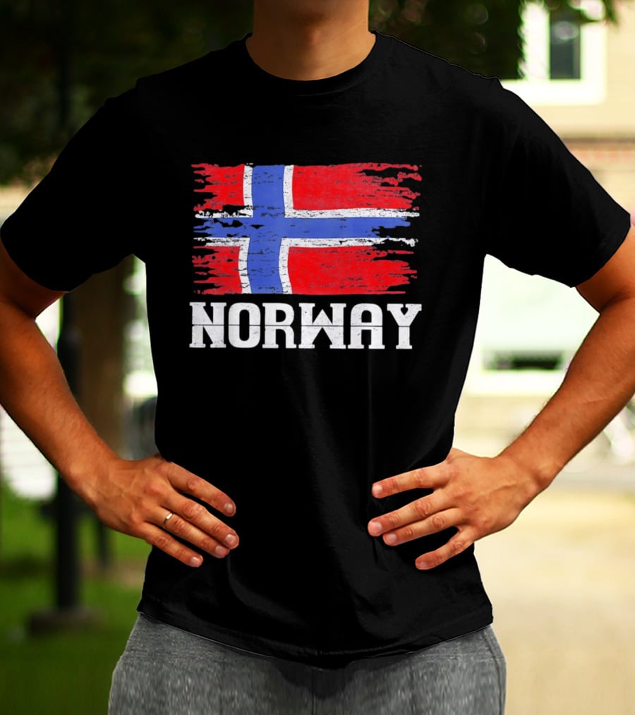 Norway Distressed Nordic Heritage Grunge Aesthetic Flag T-Shirt