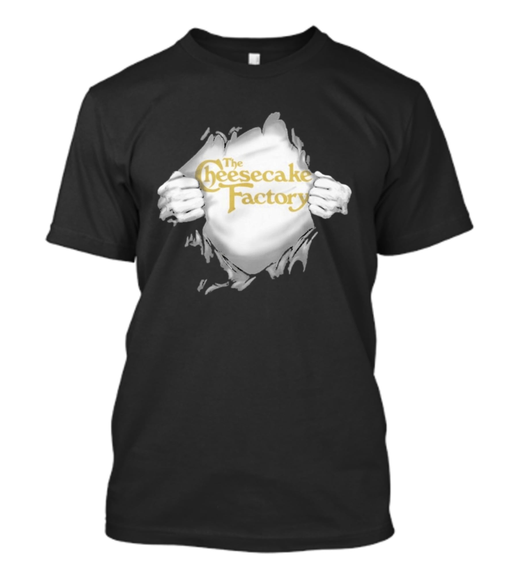 The Cheesecake Factory Ripped Chest Superhero Torn Employee T-Shirt