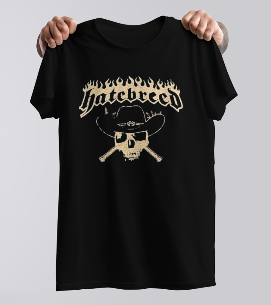 Hatebreed Skull Cowboy Hat Bones Summer Slaughter Tour 2026 Emo's Austin TX July 11 2026 T-Shirt