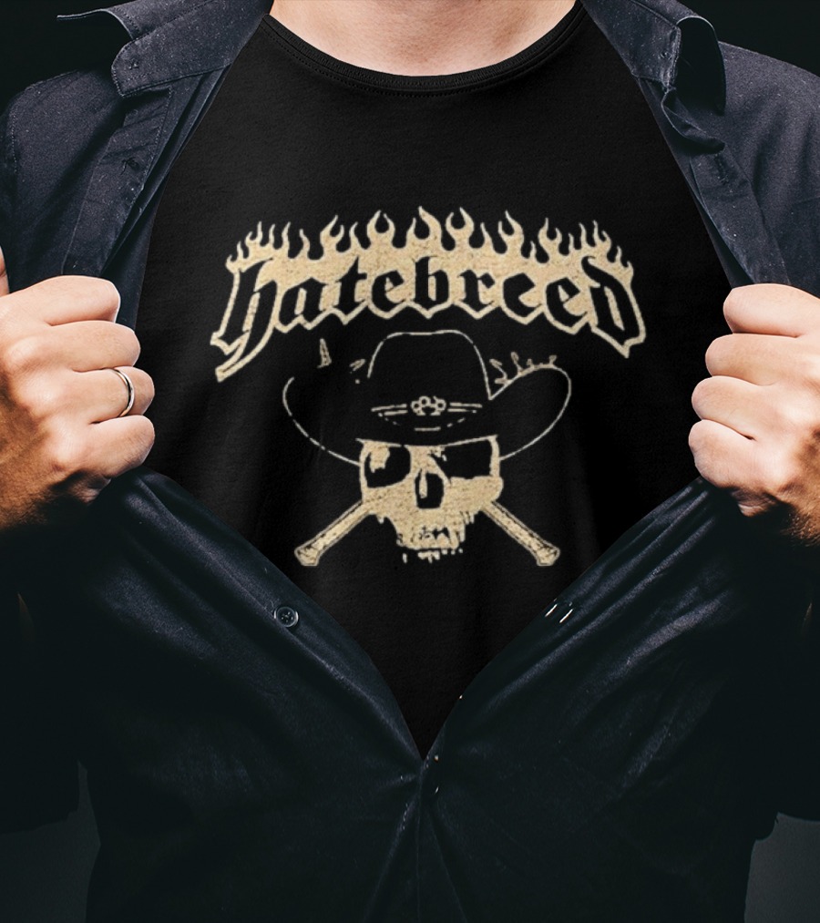 Hatebreed Skull Cowboy Hat Bones Summer Slaughter Tour 2026 Emo's Austin TX July 11 2026 T-Shirt