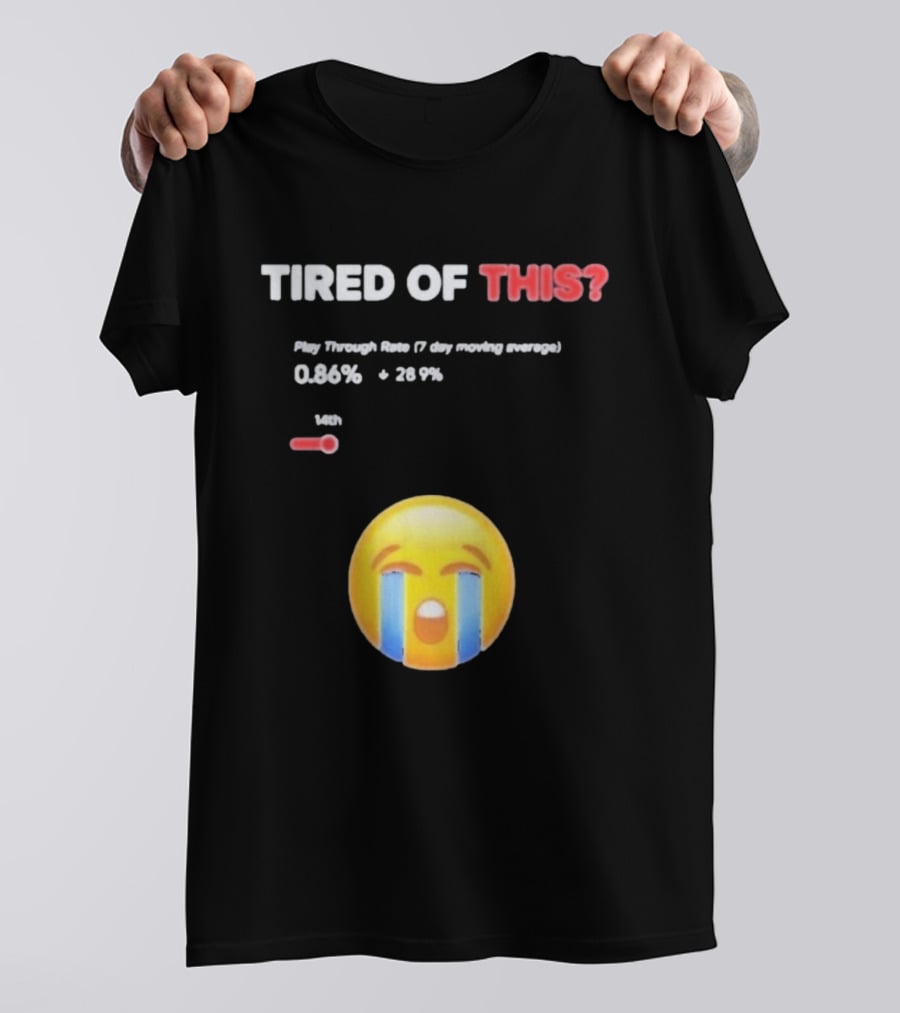 Tired Of This Play Through Rate 0.86% Crying Emoji Trend T-Shirt