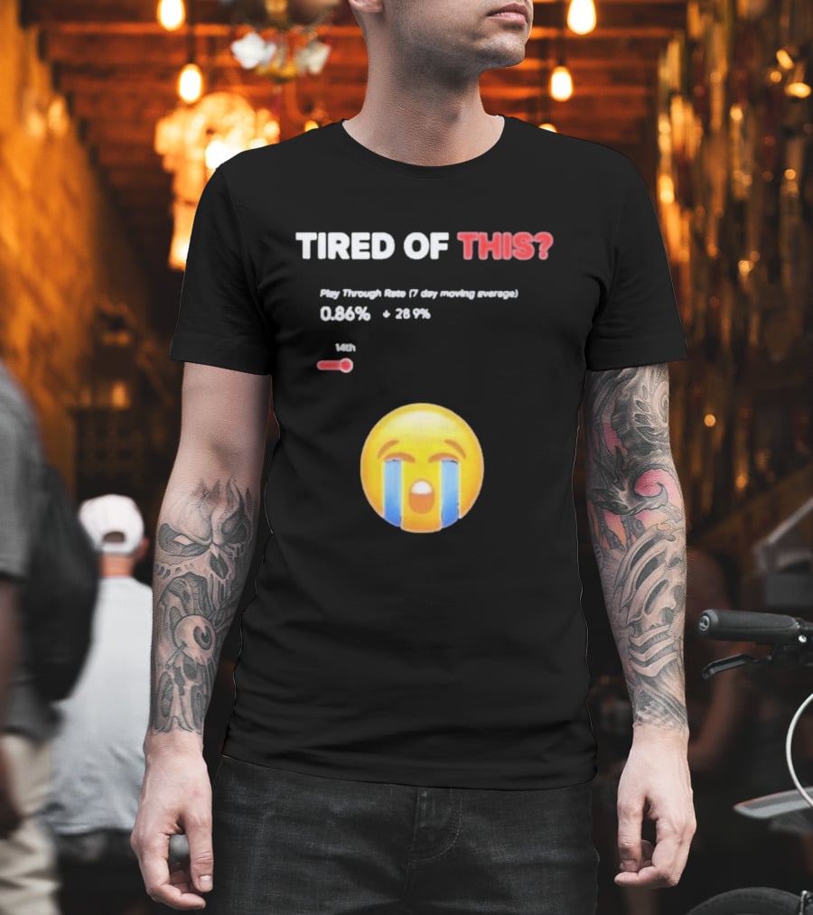 Tired Of This Play Through Rate 0.86% Crying Emoji Trend T-Shirt