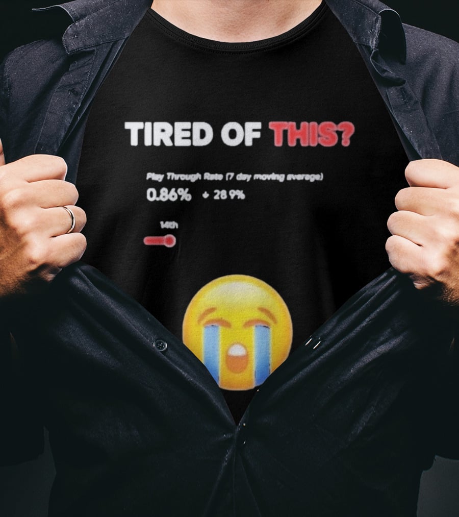 Tired Of This Play Through Rate 0.86% Crying Emoji Trend T-Shirt