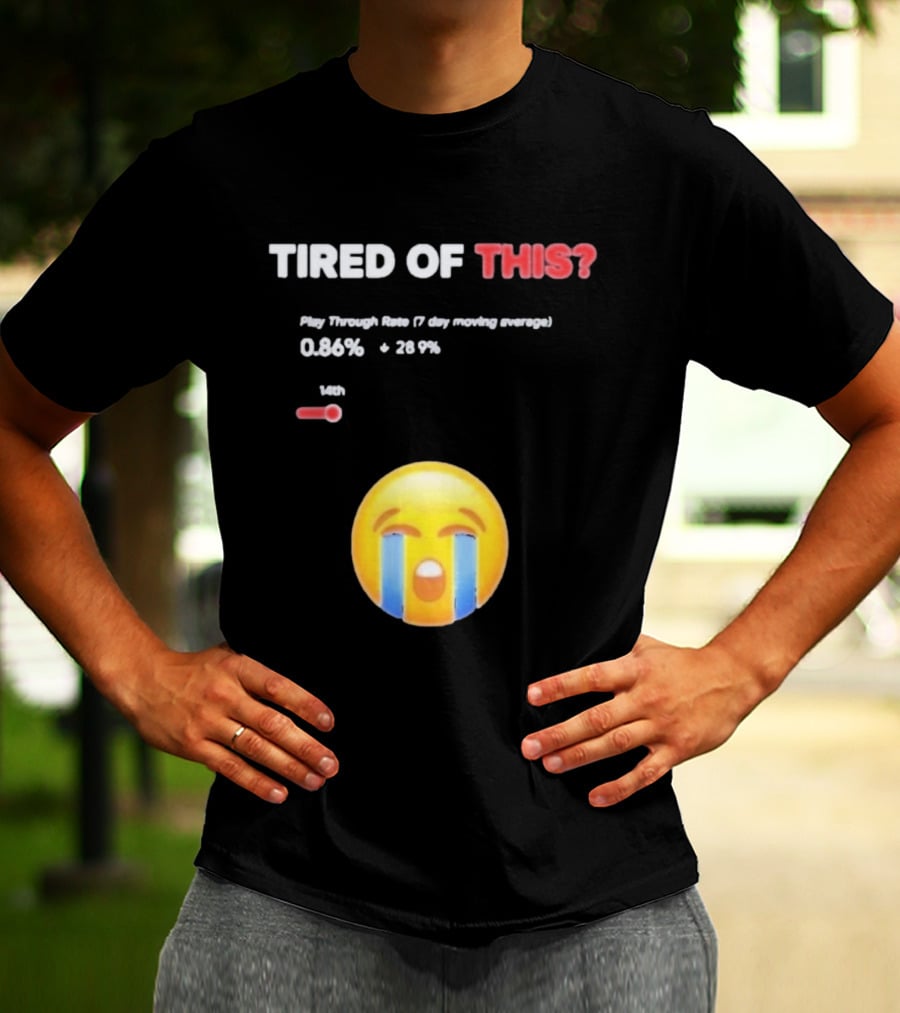 Tired Of This Play Through Rate 0.86% Crying Emoji Trend T-Shirt