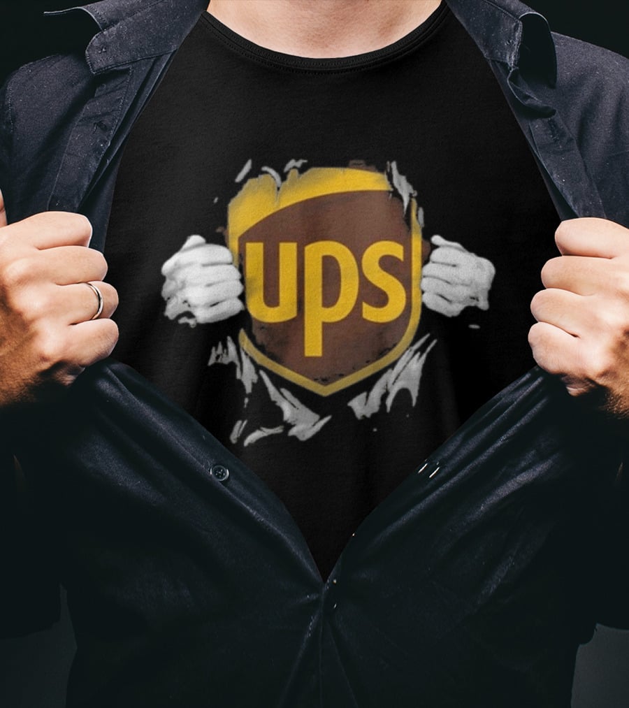 UPS Ripped Chest Superhero Torn Employee T-Shirt