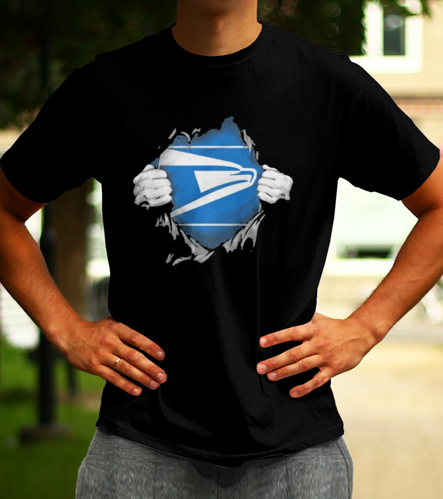 USPS Ripped Chest Superhero Torn Employee T-Shirt
