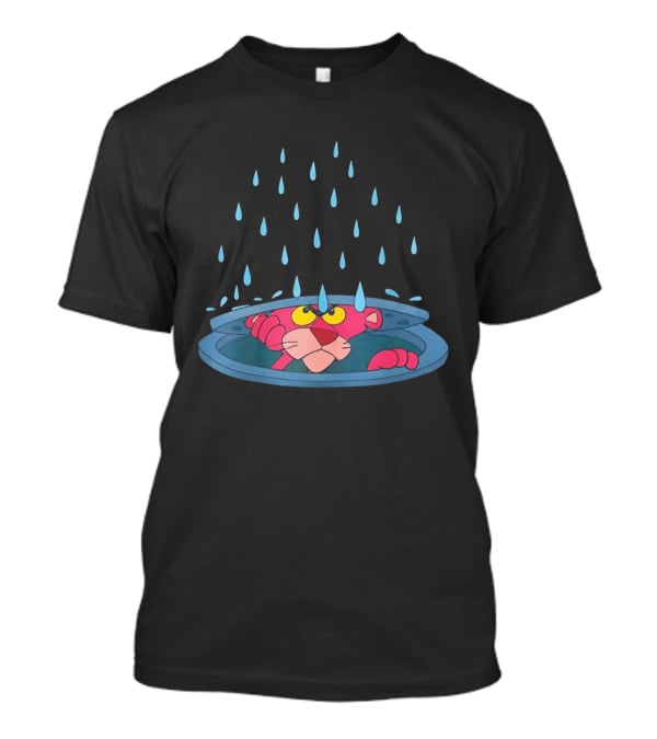 Pink Panther Peek Manhole Rainstorm Scene T-Shirt