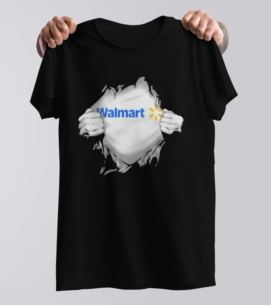Walmart Ripped Chest Superhero Torn Employee T-Shirt