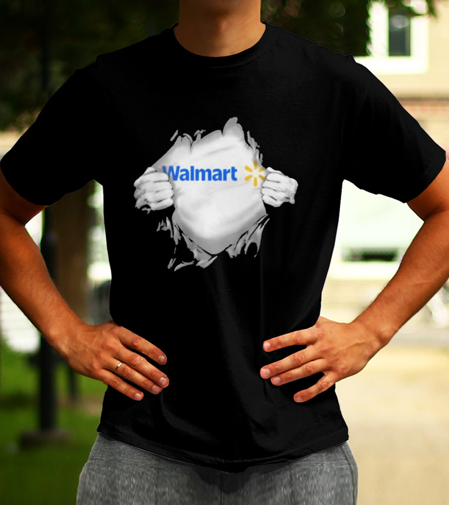 Walmart Ripped Chest Superhero Torn Employee T-Shirt