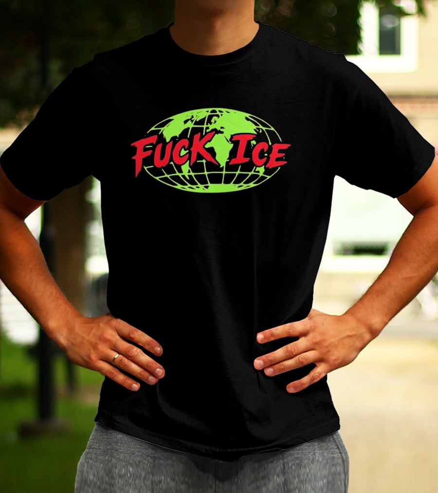 Protest Global Awareness Fuck ICE World Map T-Shirt
