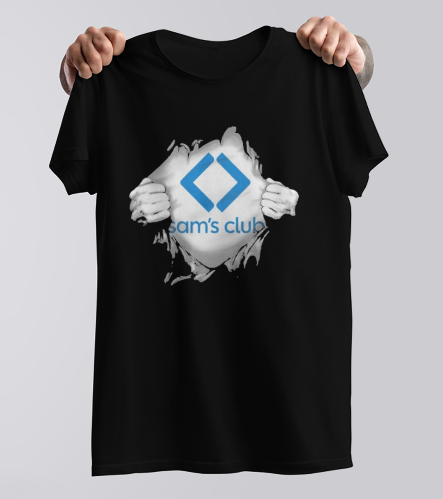 Sam's Club Ripped Chest Superhero Torn Employee Sam's Club T-Shirt