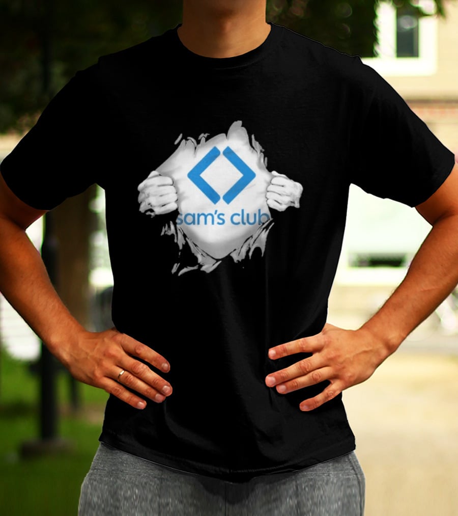 Sam's Club Ripped Chest Superhero Torn Employee Sam's Club T-Shirt