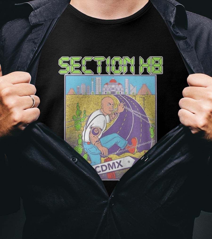 Section H8 CDMX Mexico City Punk Scene Urban Landscape With Cactus T-Shirt