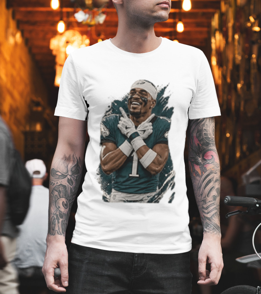 Philadelphia Eagles Jalen Hurts Celebratory Pose Football Team Gear T-Shirt