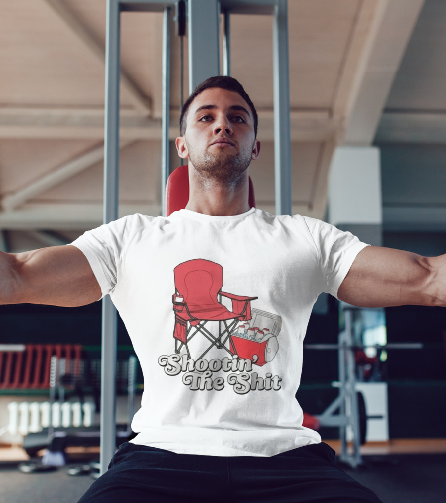 Shootin' The Shit Red Chair And Cooler BBQ Vibes T-Shirt