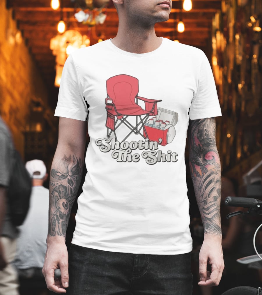 Shootin' The Shit Red Chair And Cooler BBQ Vibes T-Shirt