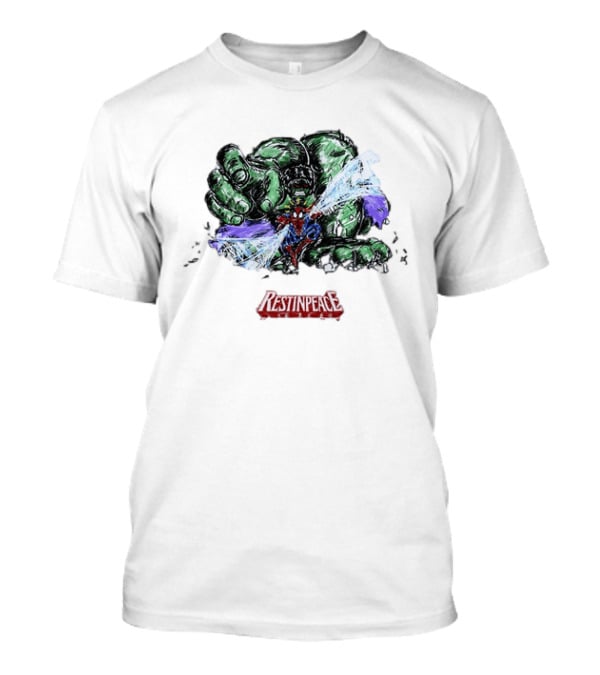 Marvel Comics Spider Man And Hulk Restinpeace Action Scene T-Shirt