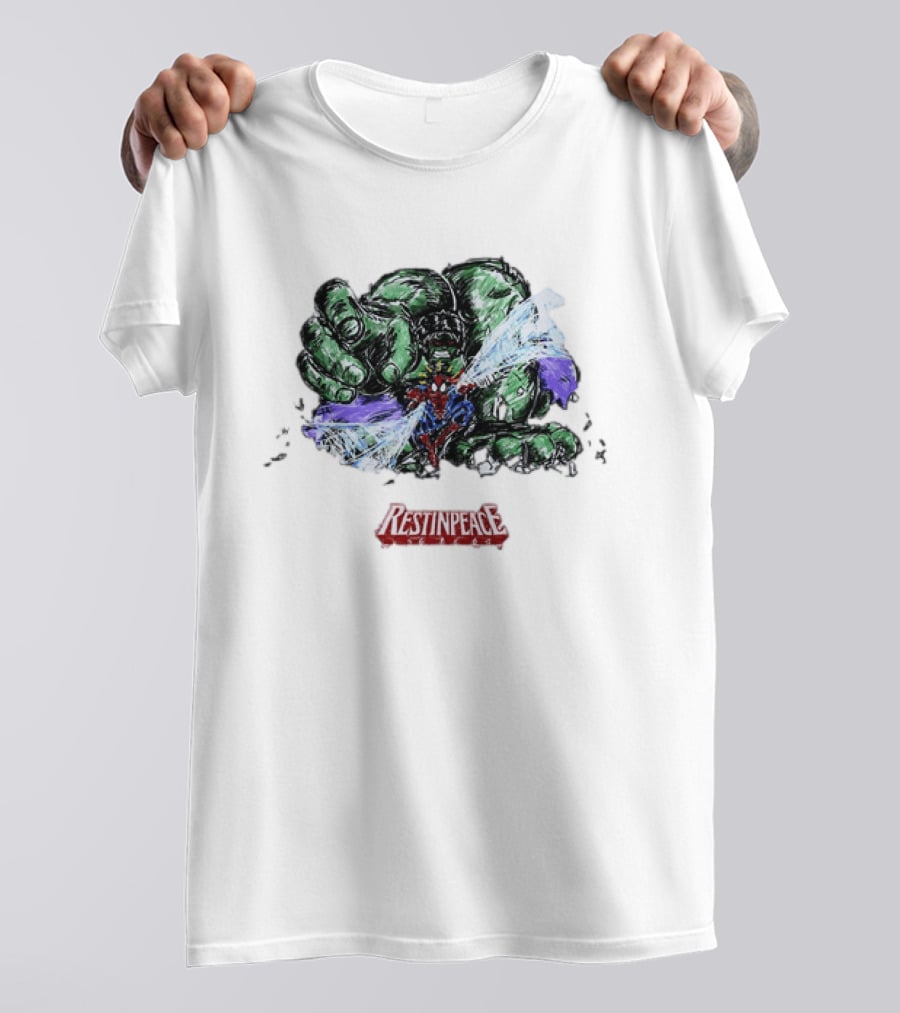Marvel Comics Spider Man And Hulk Restinpeace Action Scene T-Shirt