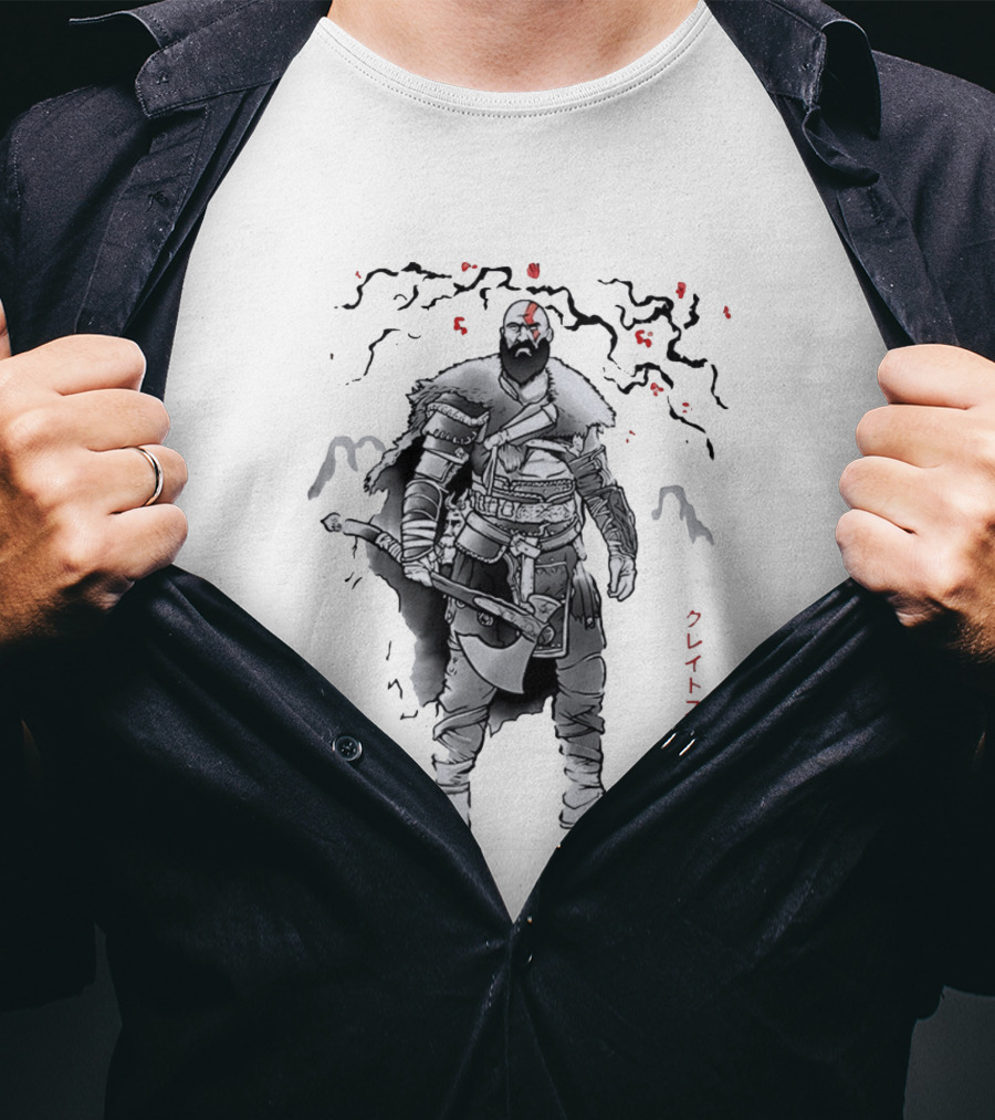 Kratos God Of War Japanese Script Omega T-Shirt