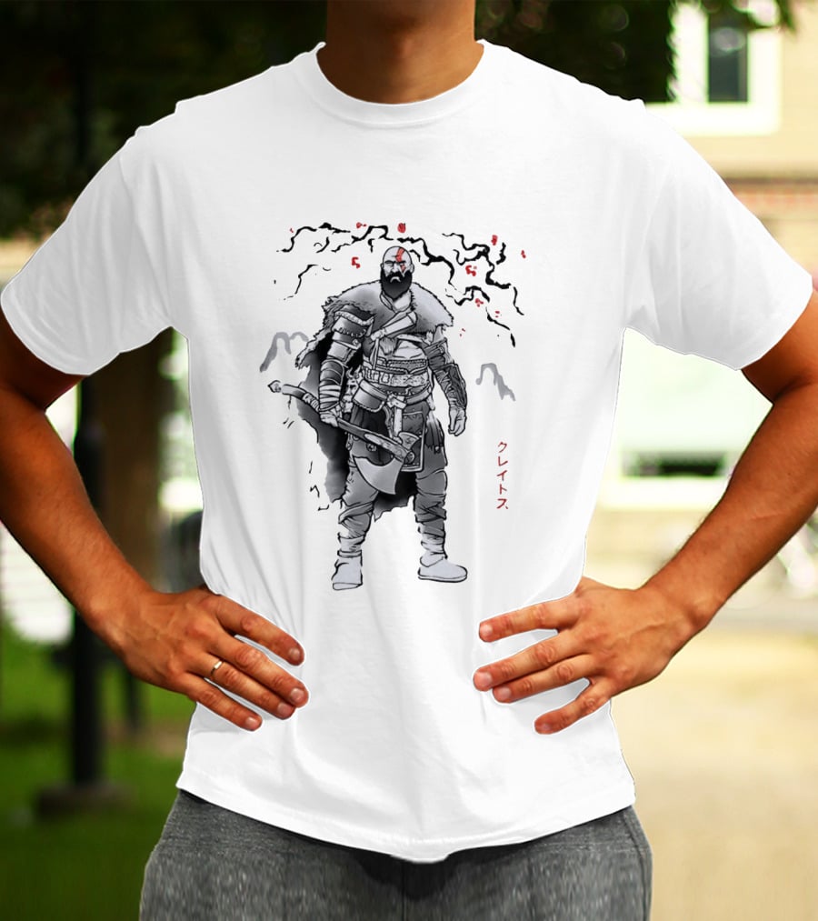 Kratos God Of War Japanese Script Omega T-Shirt