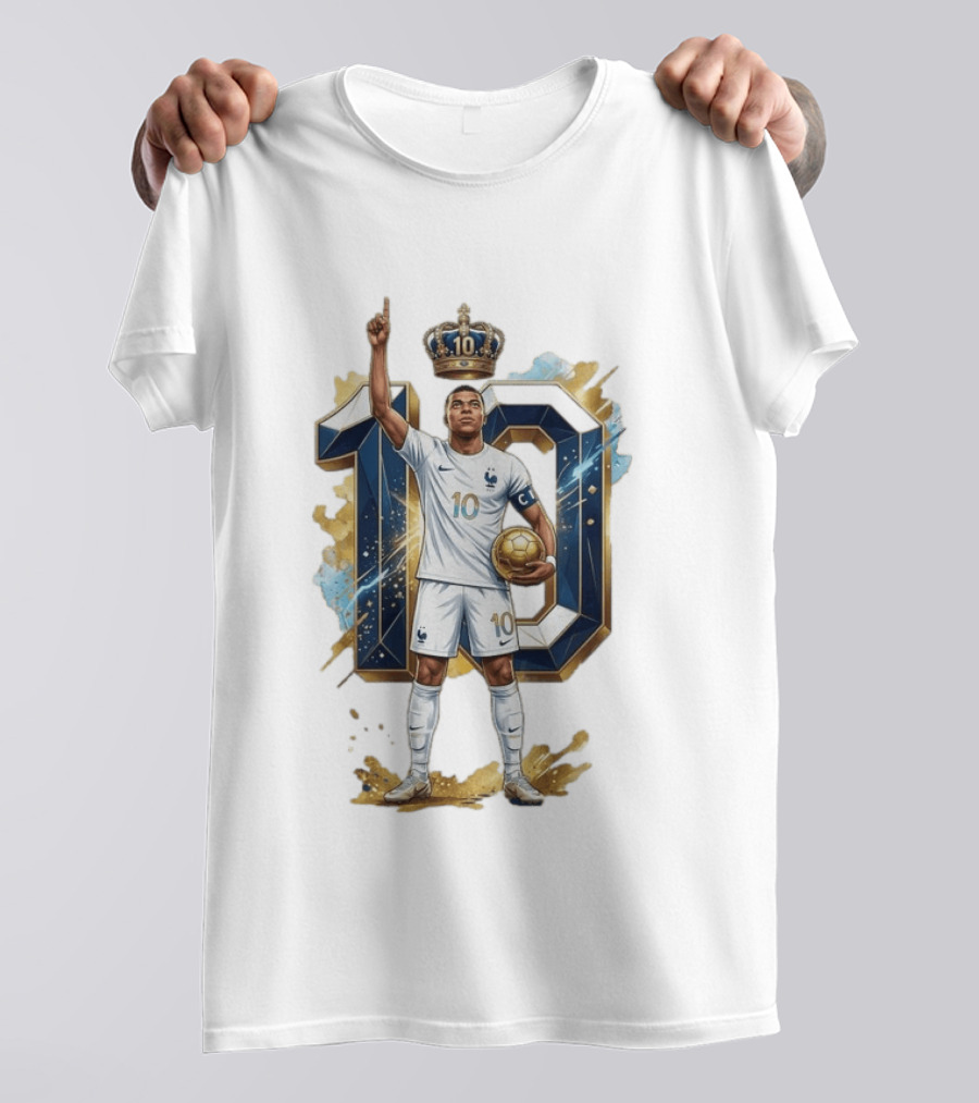 Kylian Mbappe France Number 10 Crowned Footballer T-Shirt
