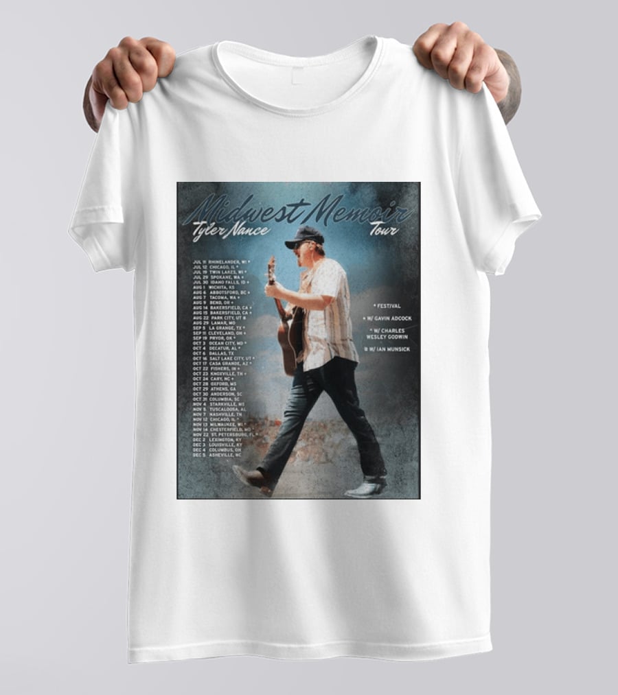 Midwest Memoir Tyler Nance Tour 2026 With Gavin Adcock Charles Wesley Godwin Ian Munsick T-Shirt