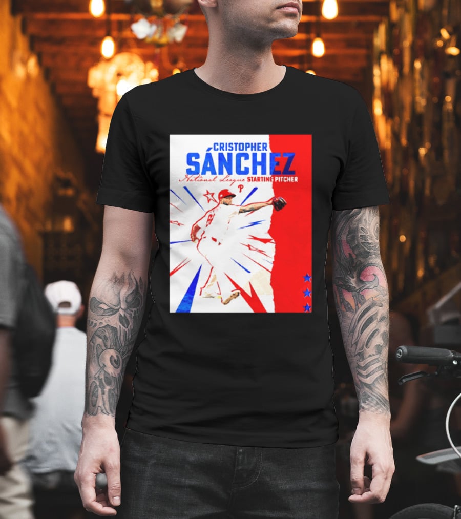Cristopher Sánchez Philadelphia Phillies National League Starting Pitcher Red White Blue Stars T-Shirt