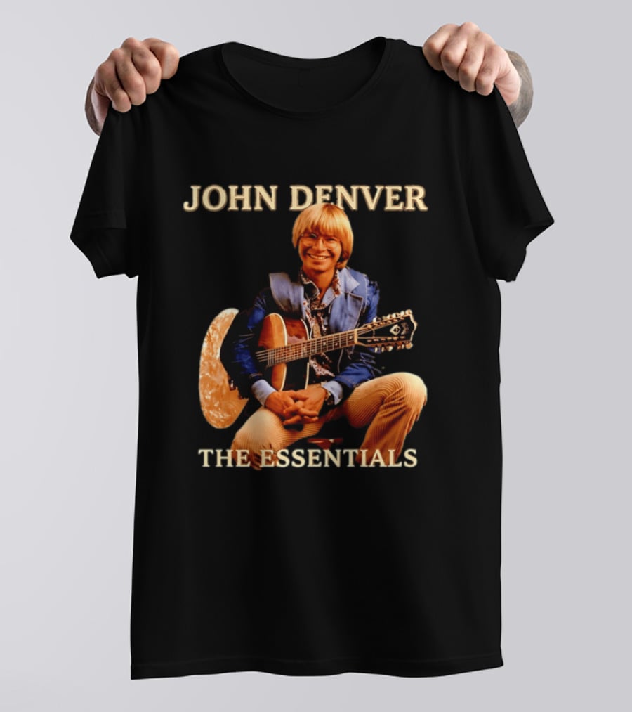 John Denver The Essentials Four Decades Of Folk Music Vintage Guitar T-Shirt
