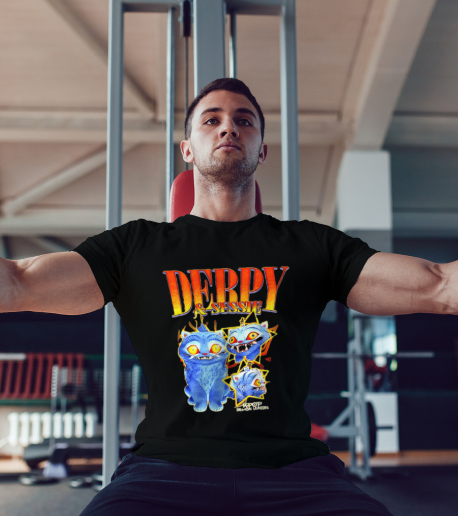 Derpy And Sussie KPop Demon Hunters 2026 Blue Cat Stars T-Shirt