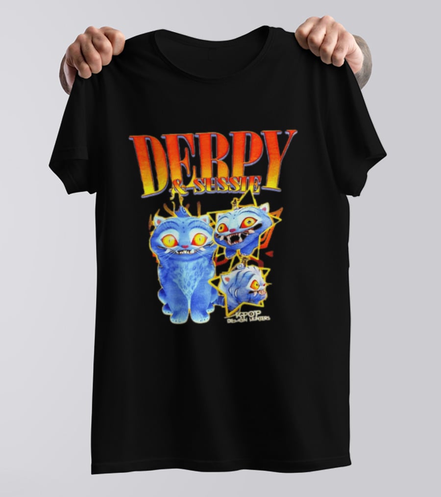 Derpy And Sussie KPop Demon Hunters 2026 Blue Cat Stars T-Shirt