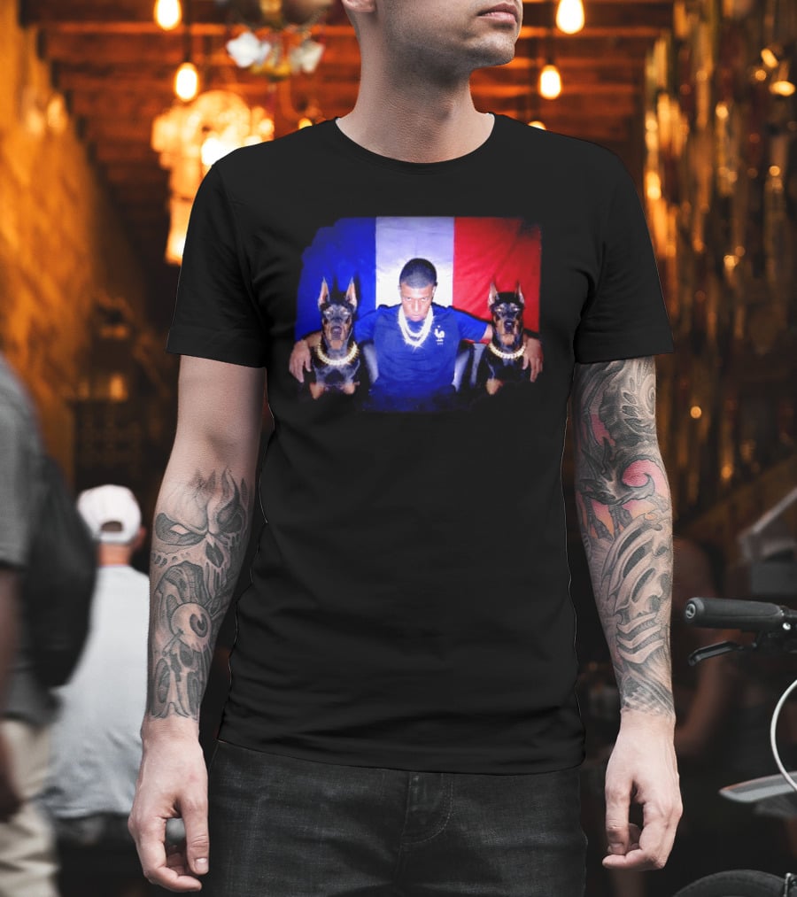 Kylian Mbappe France National Football Team With Dogs French Flag T-Shirt