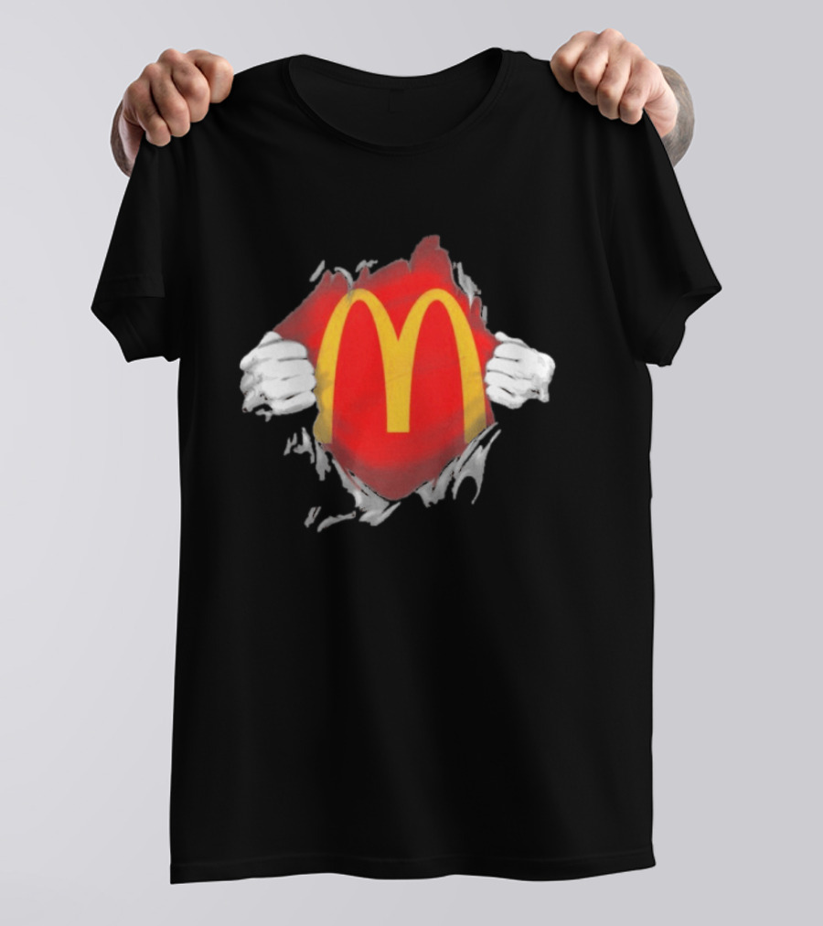 McDonald's Iconic Golden Arches Superhero Ripped Chest Employee T-Shirt