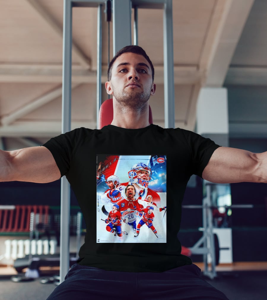 Montreal Canadiens Players And Goalkeeper Collage Featuring Number 20 T-Shirt