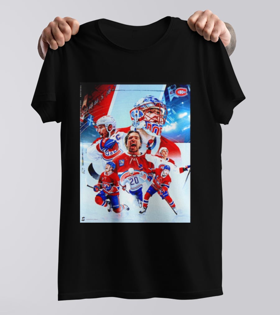 Montreal Canadiens Players And Goalkeeper Collage Featuring Number 20 T-Shirt