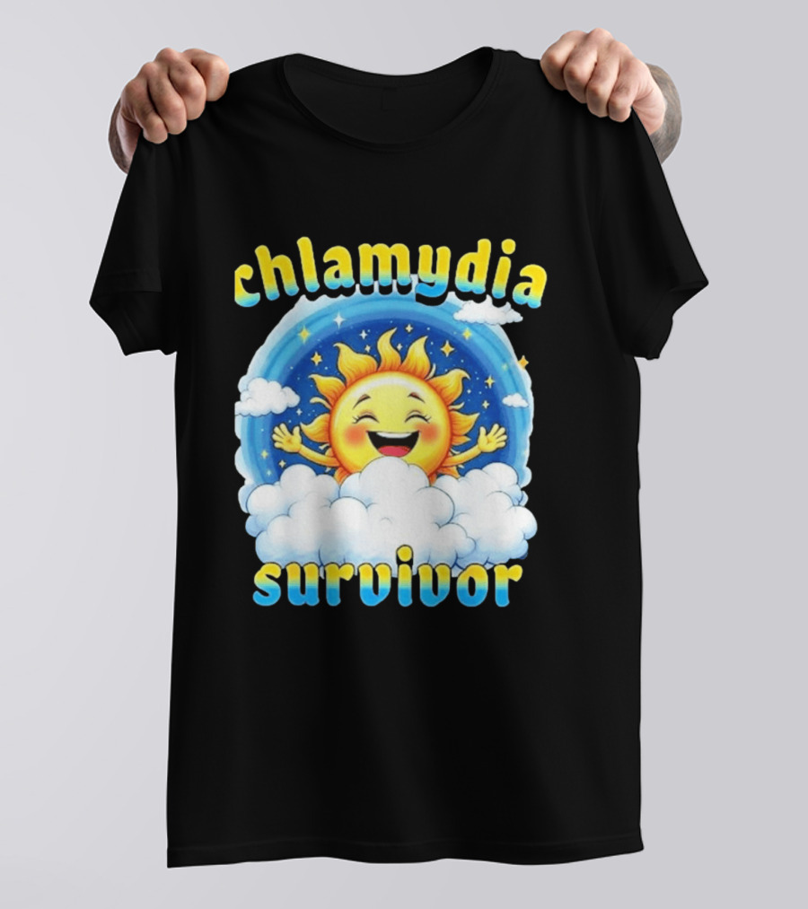 Chlamydia Survivor Sun Cartoon Humor Clouds Sky T-Shirt