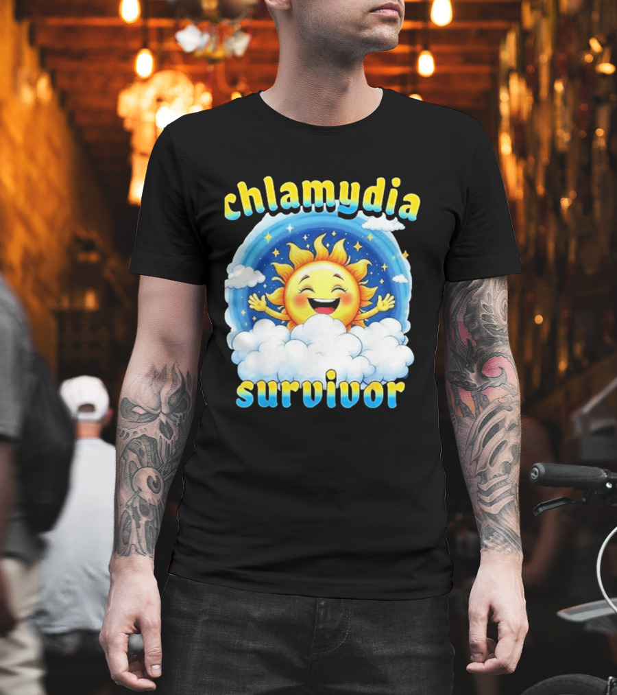 Chlamydia Survivor Sun Cartoon Humor Clouds Sky T-Shirt