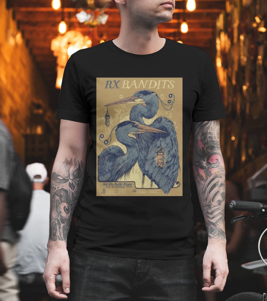 RX Bandits And The Battle Begun 20th Anniversary Tour 2026 Blue Heron T-Shirt