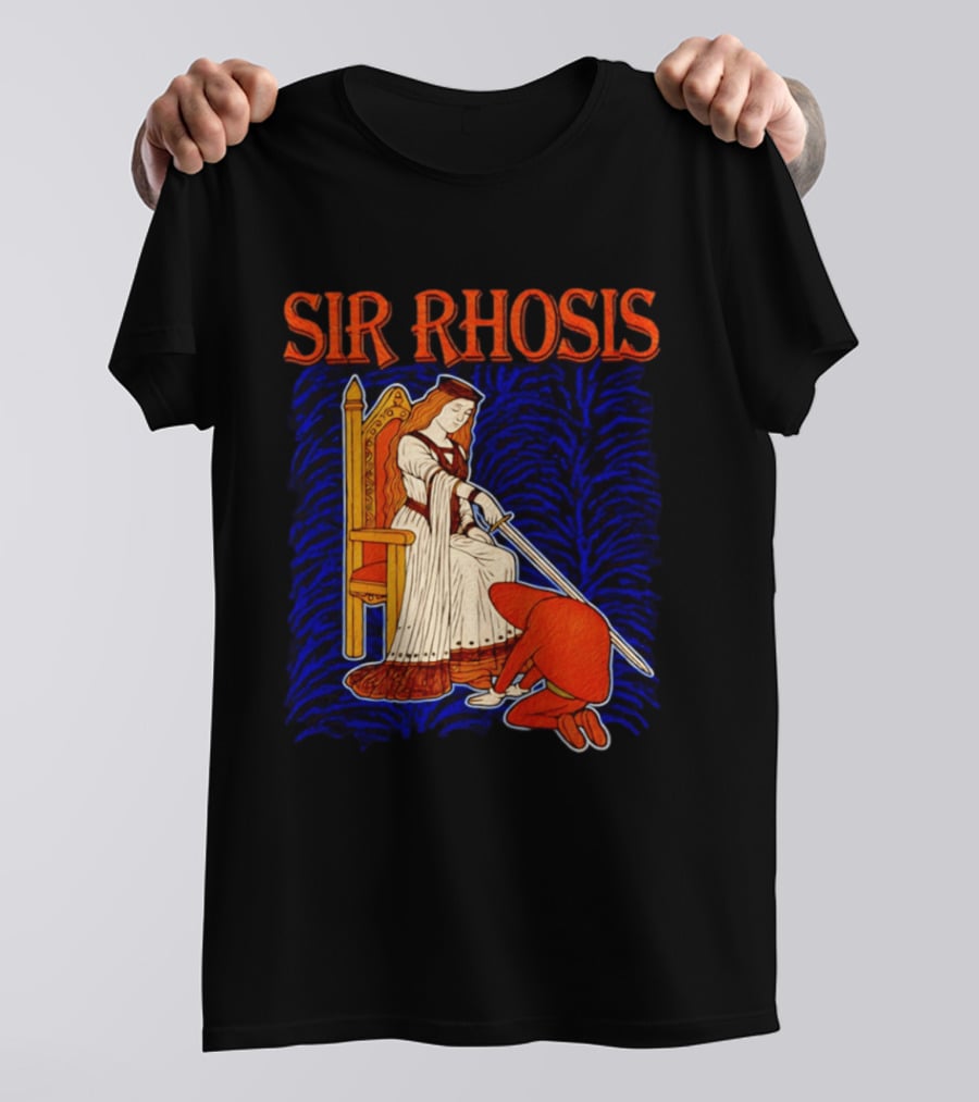 Sir Rhosis Medieval Pun Queen Knight Kneeling T-Shirt