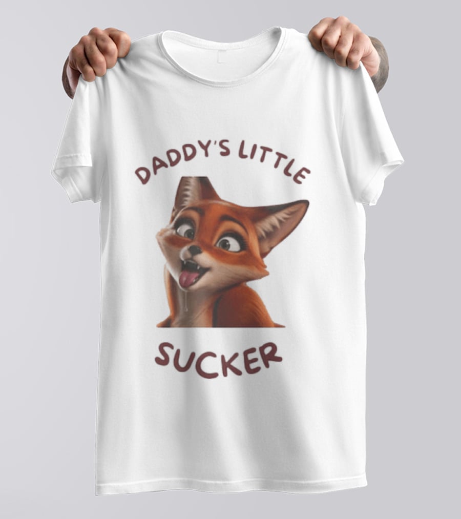 Daddy's Little Sucker Cute Fox Licking Lips T-Shirt
