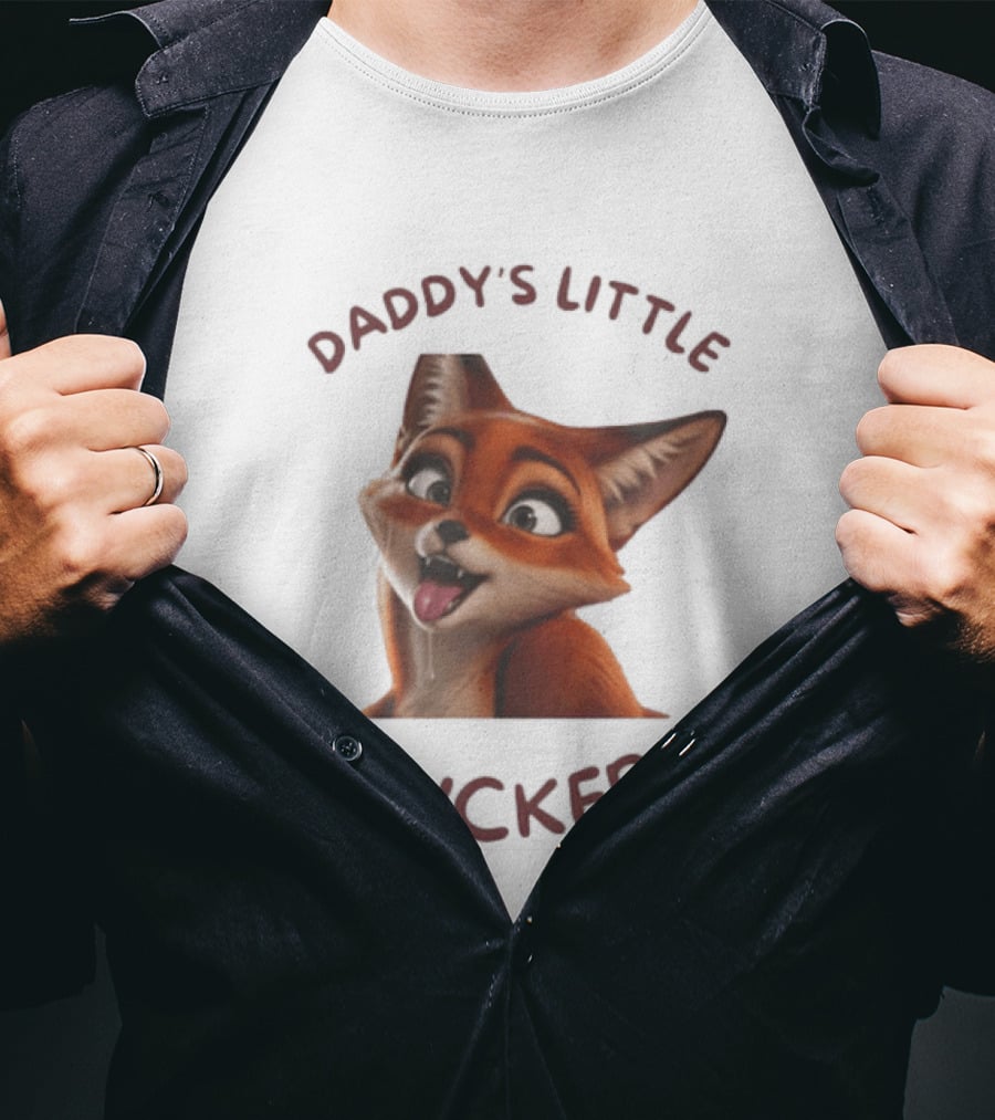 Daddy's Little Sucker Cute Fox Licking Lips T-Shirt