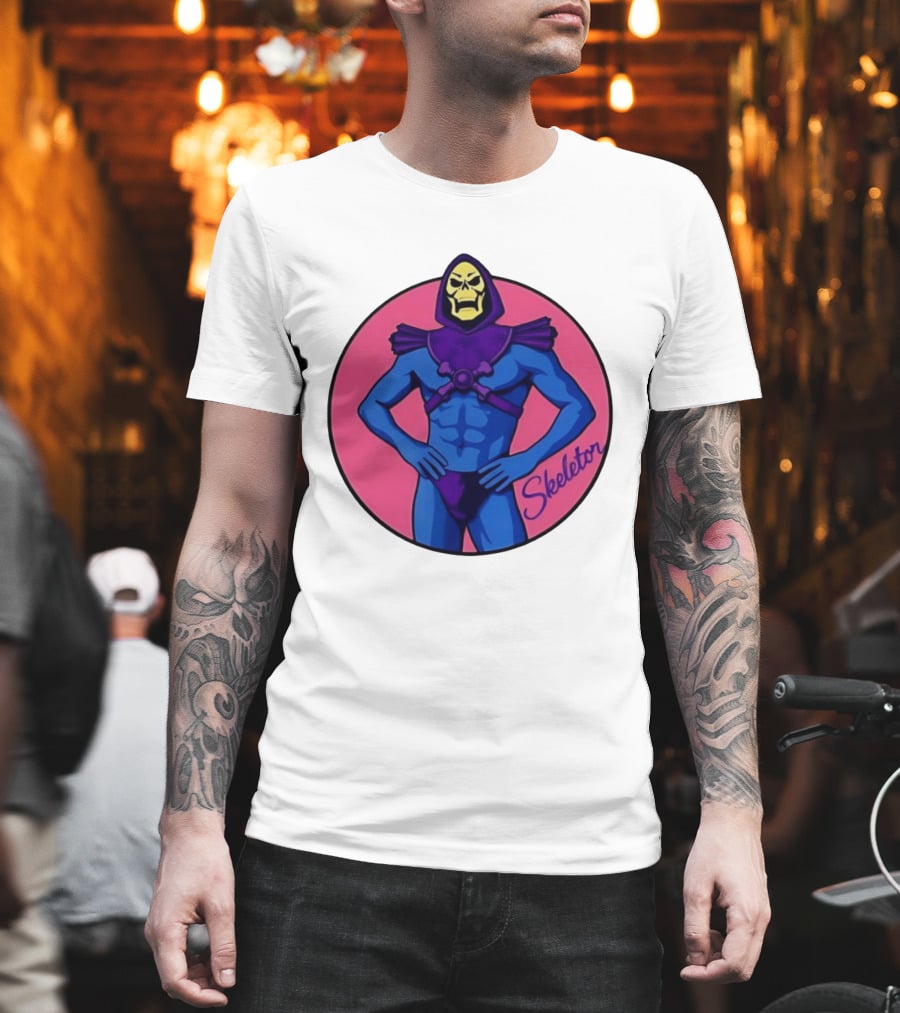 Skeletor Powerful Stance Pink T-Shirt