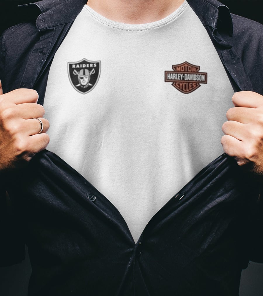 Las Vegas Raiders Harley Davidson Ride Loud Sundays Roll Built For Game Day T-Shirt