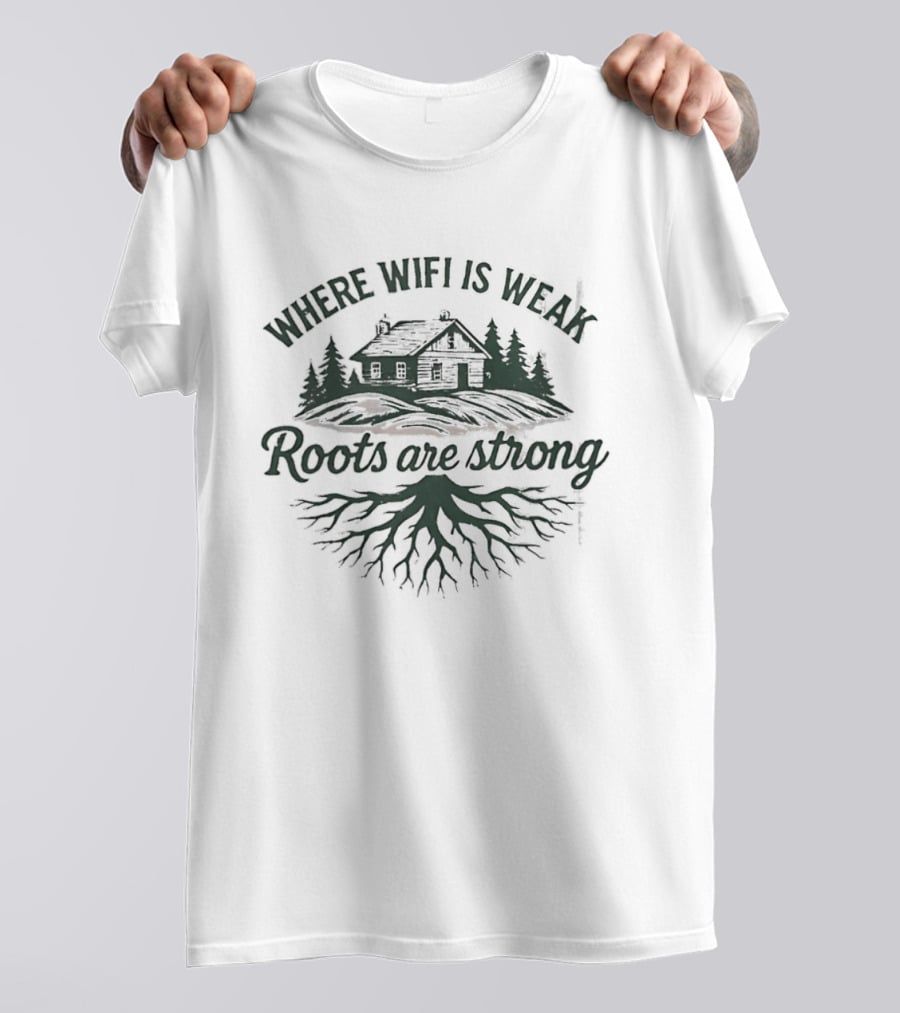 Where Wifi Is Weak Roots Are Strong Cabin Nature Roots T-Shirt