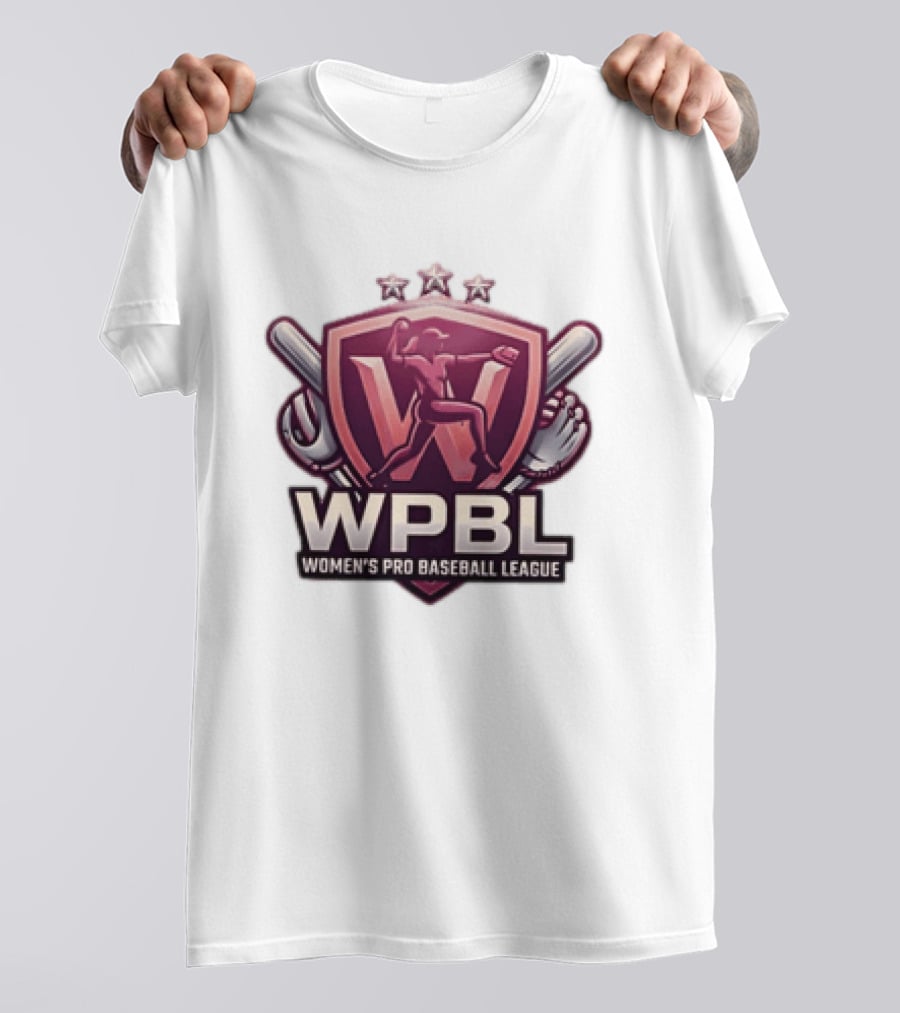 WPBL Women's Pro Baseball League Baseball Emblem With Stars And Bats T-Shirt