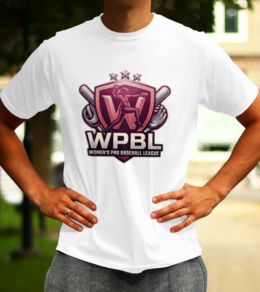 WPBL Women's Pro Baseball League Baseball Emblem With Stars And Bats T-Shirt