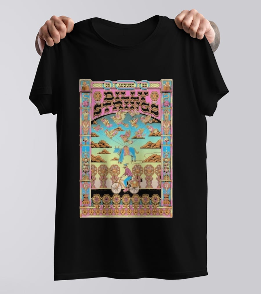 Billy Strings August 9 25 Minneapolis MN Psychedelic Style Birds Bicycle Rider T-Shirt