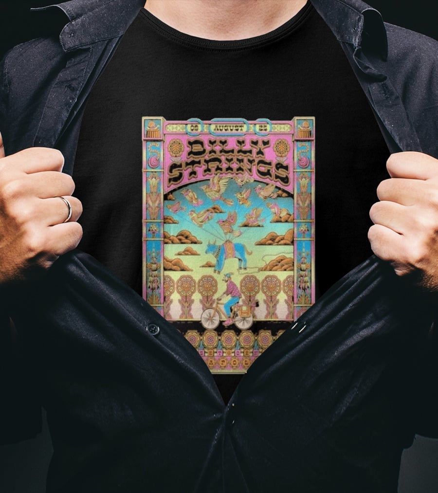 Billy Strings August 9 25 Minneapolis MN Psychedelic Style Birds Bicycle Rider T-Shirt