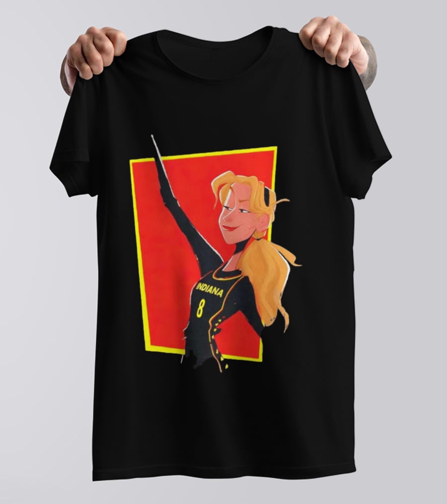 Indiana Blonde Number 8 Pointing In Black And Yellow Sports Uniform T-Shirt